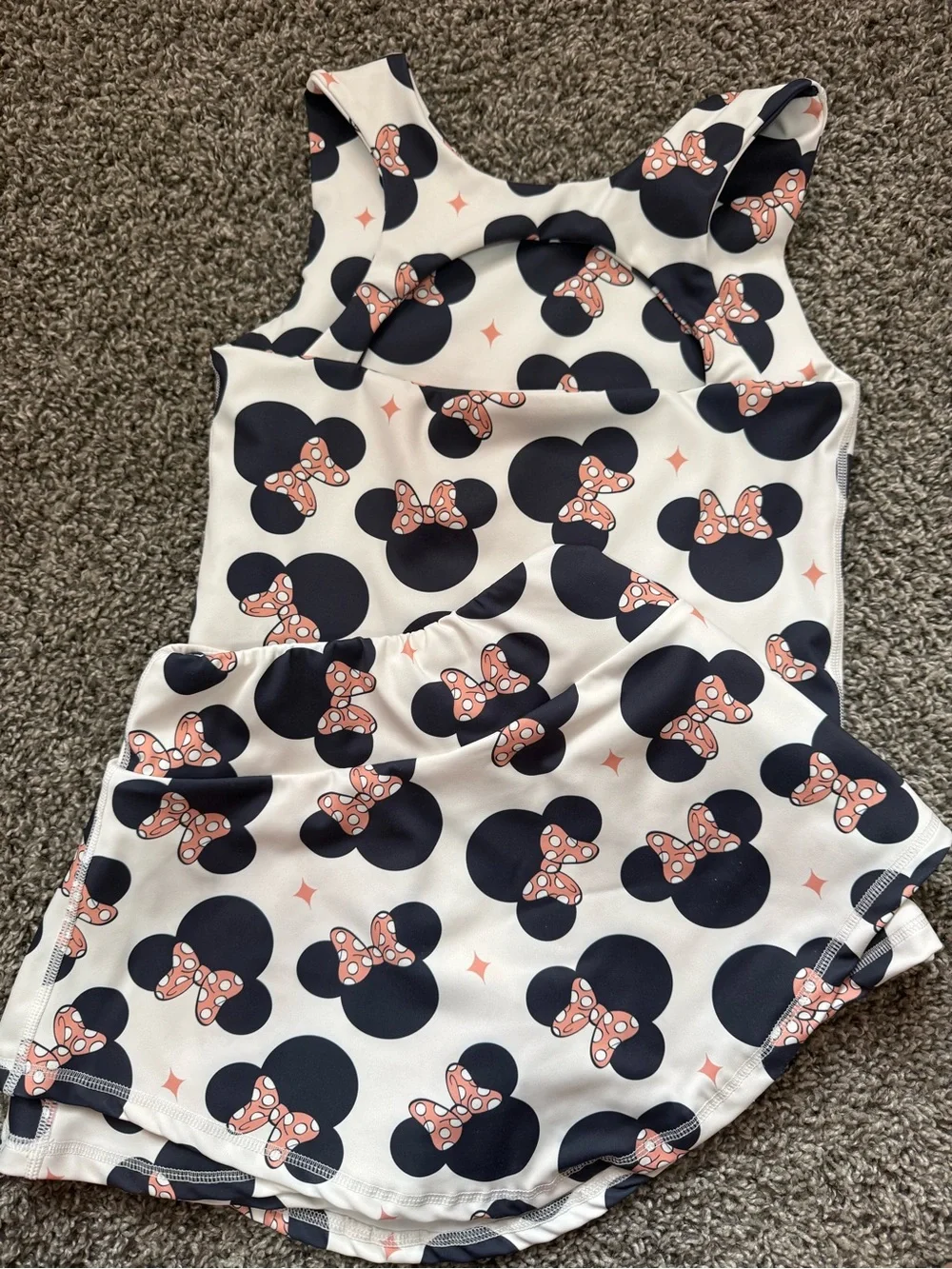 Girls Navy & Pink Minnie Mouse Print Tanktop and Shorts Matching Set
